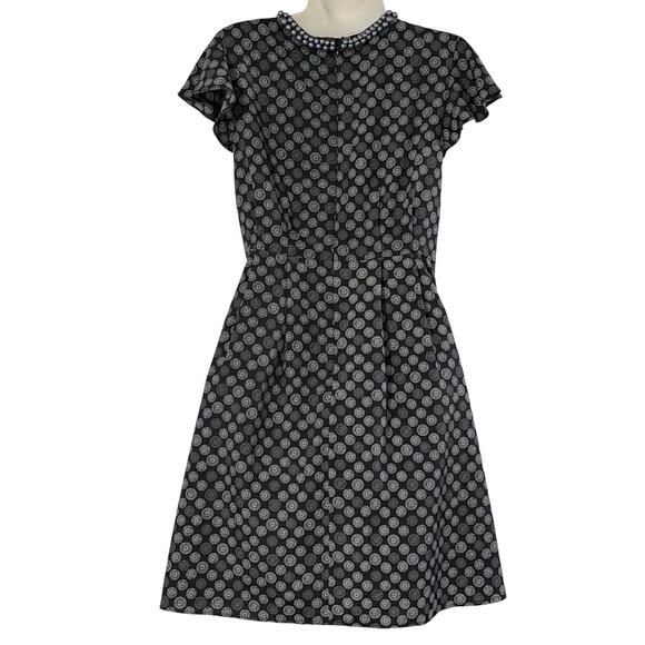 Jason Wu Target black circle print beaded neckline flutter sleeve dress 6 - Picture 7 of 9